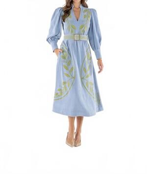 NEW EMILY MCCARTHY women's valentina corduroy dress in blue